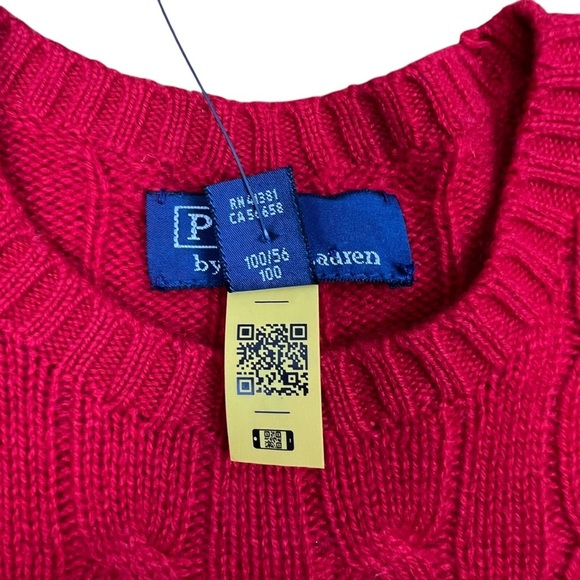 Polo Ralph Lauren Iconic Cable-Knit 100% Cashmere Sweater Red Toddler Size 2/3 - Picture 4 of 11
